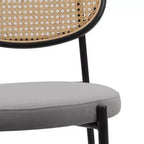 LeisureMod Euston Sgabello da bar moderno in vimini con telaio in acciaio nero, per interni, cucina, bancone, sala da pranzo, colazione, posti a sedere per bar, sedia contemporanea