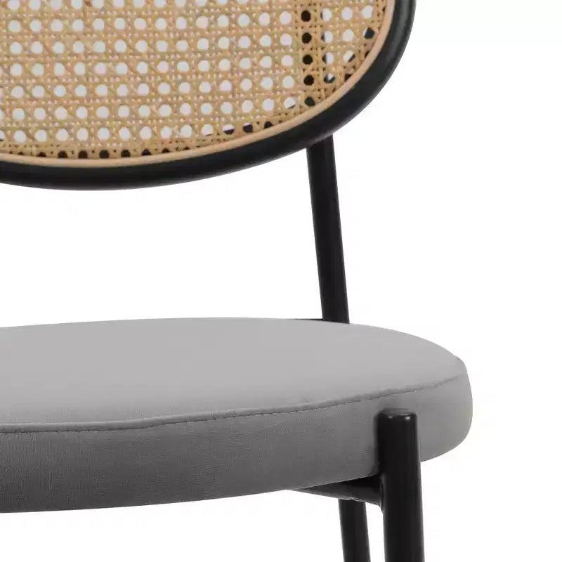 LeisureMod Euston Sgabello da bar moderno in vimini con telaio in acciaio nero, per interni, cucina, bancone, sala da pranzo, colazione, posti a sedere per bar, sedia contemporanea