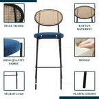 LeisureMod Euston Sgabello da bar moderno in vimini con telaio in acciaio nero, per interni, cucina, bancone, sala da pranzo, colazione, posti a sedere per bar, sedia contemporanea