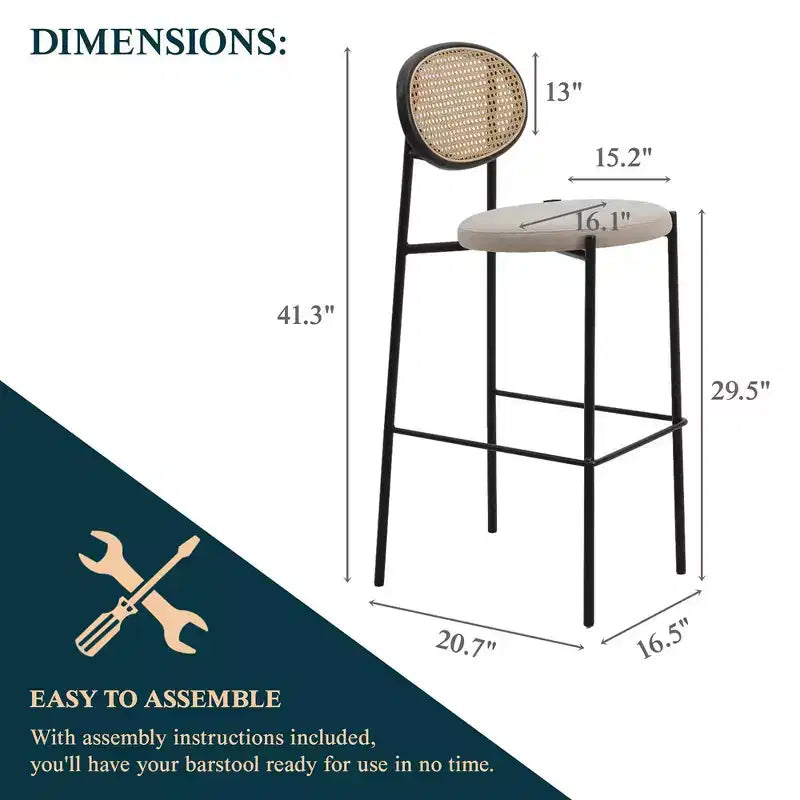 LeisureMod Euston Sgabello da bar moderno in vimini con telaio in acciaio nero, per interni, cucina, bancone, sala da pranzo, colazione, posti a sedere per bar, sedia contemporanea