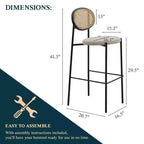 LeisureMod Euston Sgabello da bar moderno in vimini con telaio in acciaio nero, per interni, cucina, bancone, sala da pranzo, colazione, posti a sedere per bar, sedia contemporanea