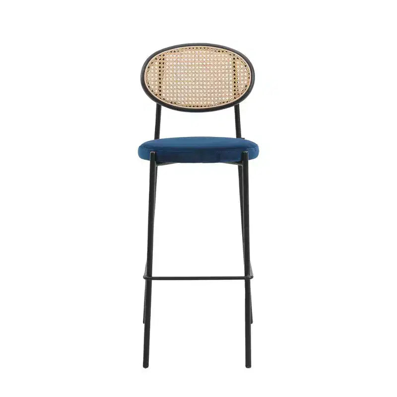 LeisureMod Euston Sgabello da bar moderno in vimini con telaio in acciaio nero, per interni, cucina, bancone, sala da pranzo, colazione, posti a sedere per bar, sedia contemporanea
