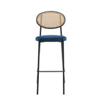 LeisureMod Euston Sgabello da bar moderno in vimini con telaio in acciaio nero, per interni, cucina, bancone, sala da pranzo, colazione, posti a sedere per bar, sedia contemporanea