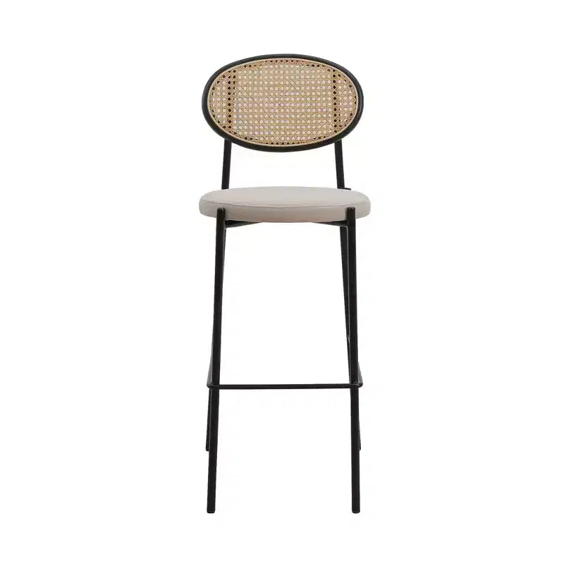 LeisureMod Euston Sgabello da bar moderno in vimini con telaio in acciaio nero, per interni, cucina, bancone, sala da pranzo, colazione, posti a sedere per bar, sedia contemporanea