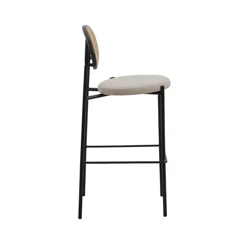 LeisureMod Euston Sgabello da bar moderno in vimini con telaio in acciaio nero, per interni, cucina, bancone, sala da pranzo, colazione, posti a sedere per bar, sedia contemporanea