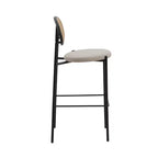 LeisureMod Euston Sgabello da bar moderno in vimini con telaio in acciaio nero, per interni, cucina, bancone, sala da pranzo, colazione, posti a sedere per bar, sedia contemporanea