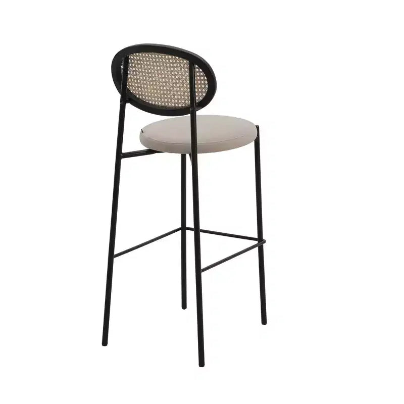 LeisureMod Euston Sgabello da bar moderno in vimini con telaio in acciaio nero, per interni, cucina, bancone, sala da pranzo, colazione, posti a sedere per bar, sedia contemporanea