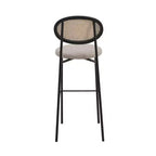 LeisureMod Euston Sgabello da bar moderno in vimini con telaio in acciaio nero, per interni, cucina, bancone, sala da pranzo, colazione, posti a sedere per bar, sedia contemporanea