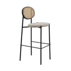 LeisureMod Euston Modern Wicker Bar Stool with Black Steel Frame, Indoor Kitchen, Counter, Dining, Breakfast, Bar Seating, Contemporary Chair