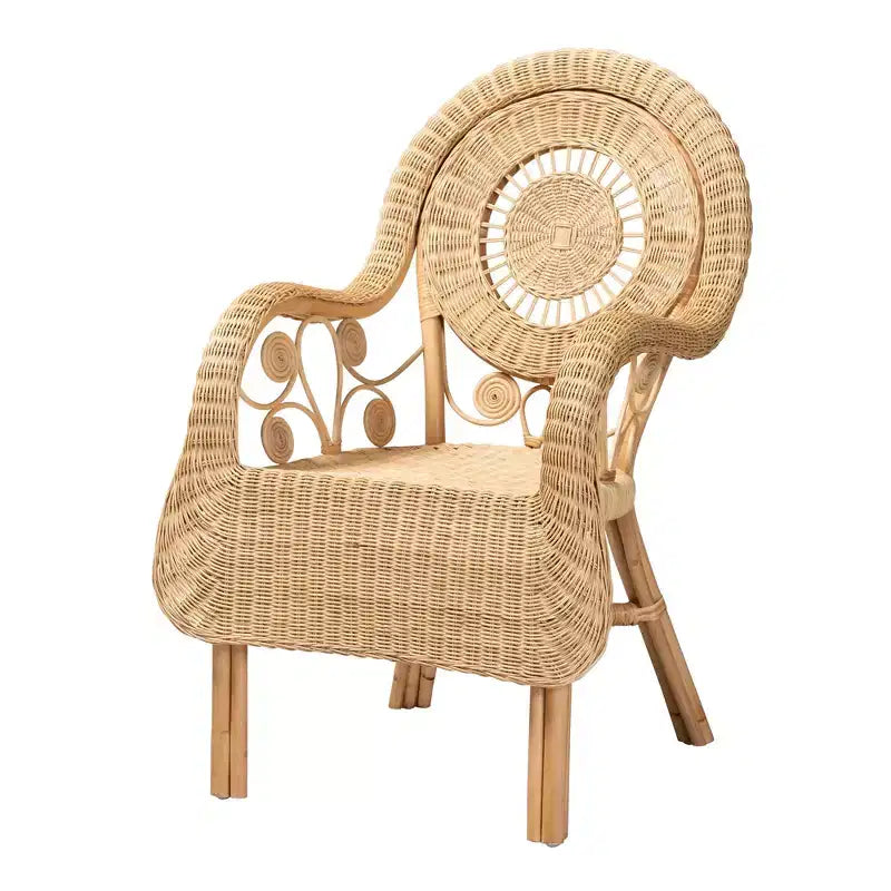 bali & pari Sedia a Braccioli Moderna Bohemien in Rattan Naturale Putri