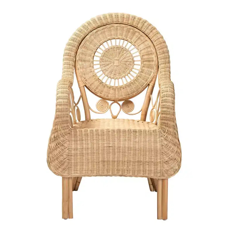 bali & pari Sedia a Braccioli Moderna Bohemien in Rattan Naturale Putri