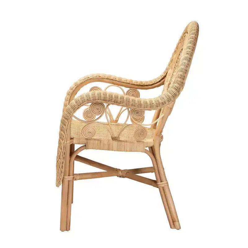 bali & pari Sedia a Braccioli Moderna Bohemien in Rattan Naturale Putri
