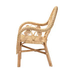 bali & pari Sedia a Braccioli Moderna Bohemien in Rattan Naturale Putri