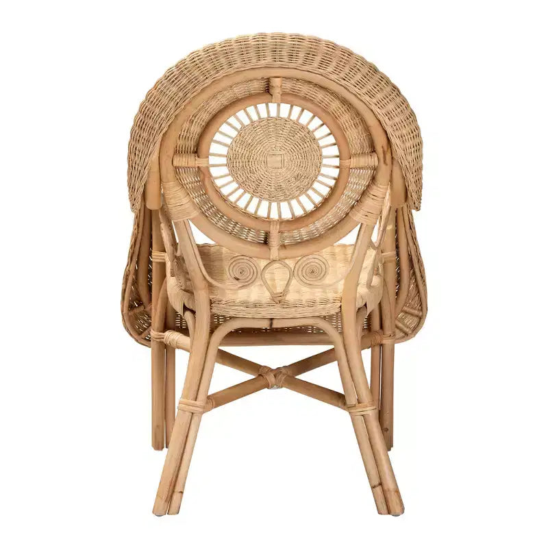 bali & pari Sedia a Braccioli Moderna Bohemien in Rattan Naturale Putri