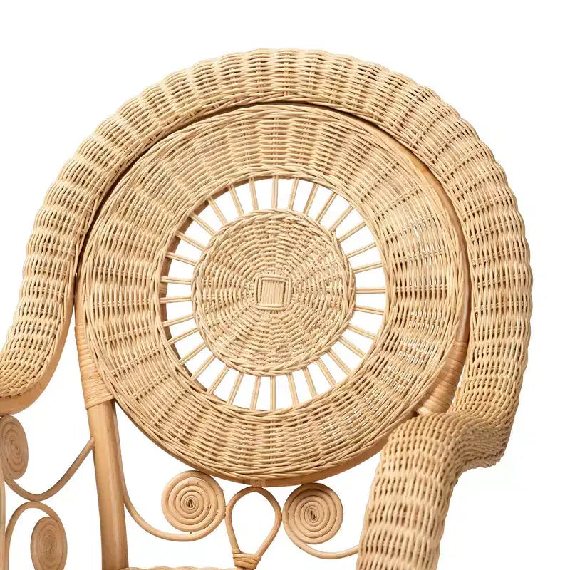 bali & pari Sedia a Braccioli Moderna Bohemien in Rattan Naturale Putri