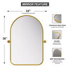 Dovelina Specchio ad Arco con Cornice in Metallo, Specchio Girevole da Bagno con Base da Appoggio