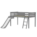 Max & Lily Letto a soppalco basso una piazza e mezza con scivolo, Letto a piattaforma per bambini in legno massello con 14 sponde protettive