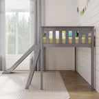 Max & Lily Letto a soppalco basso una piazza e mezza con scivolo, Letto a piattaforma per bambini in legno massello con 14 sponde protettive