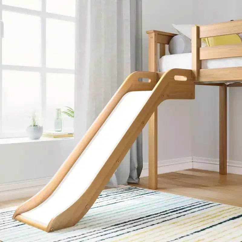 Max & Lily Letto a soppalco basso una piazza e mezza con scivolo, Letto a piattaforma per bambini in legno massello con 14 sponde protettive