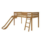Max & Lily Letto a soppalco basso una piazza e mezza con scivolo, Letto a piattaforma per bambini in legno massello con 14 sponde protettive