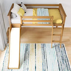 Max & Lily Letto a soppalco basso una piazza e mezza con scivolo, Letto a piattaforma per bambini in legno massello con 14 sponde protettive