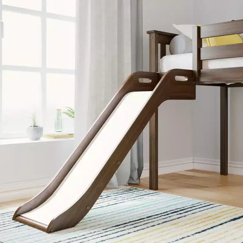 Max & Lily Letto a soppalco basso una piazza e mezza con scivolo, Letto a piattaforma per bambini in legno massello con 14 sponde protettive
