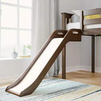 Max & Lily Letto a soppalco basso una piazza e mezza con scivolo, Letto a piattaforma per bambini in legno massello con 14 sponde protettive