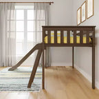 Max & Lily Letto a soppalco basso una piazza e mezza con scivolo, Letto a piattaforma per bambini in legno massello con 14 sponde protettive