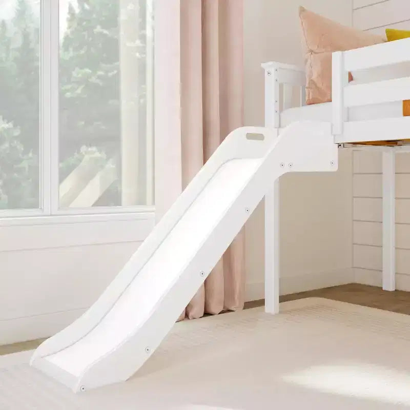 Max & Lily Letto a soppalco basso una piazza e mezza con scivolo, Letto a piattaforma per bambini in legno massello con 14 sponde protettive