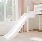Max & Lily Letto a soppalco basso una piazza e mezza con scivolo, Letto a piattaforma per bambini in legno massello con 14 sponde protettive