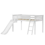 Max & Lily Letto a soppalco basso una piazza e mezza con scivolo, Letto a piattaforma per bambini in legno massello con 14 sponde protettive