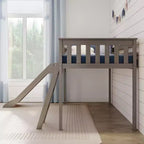 Max & Lily Letto a soppalco basso una piazza e mezza con scivolo, Letto a piattaforma per bambini in legno massello con 14 sponde protettive