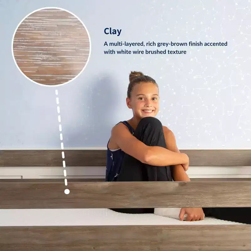 Max & Lily Letto a soppalco basso una piazza e mezza con scivolo, Letto a piattaforma per bambini in legno massello con 14 sponde protettive