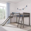 Max & Lily Letto a soppalco basso una piazza e mezza con scivolo, Letto a piattaforma per bambini in legno massello con 14 sponde protettive
