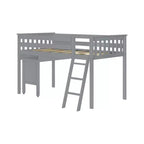 Letto a soppalco singolo Max & Lily in legno massello, con scrivania estraibile e scaletta per bambini