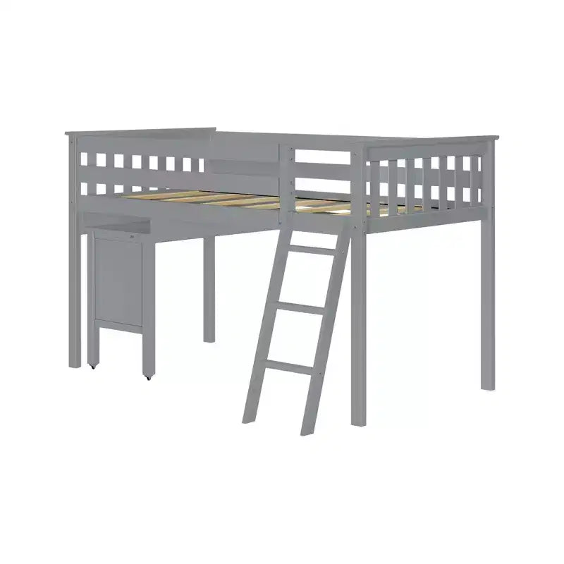 Letto a soppalco singolo Max & Lily in legno massello, con scrivania estraibile e scaletta per bambini