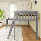 Letto a soppalco singolo Max & Lily in legno massello, con scrivania estraibile e scaletta per bambini