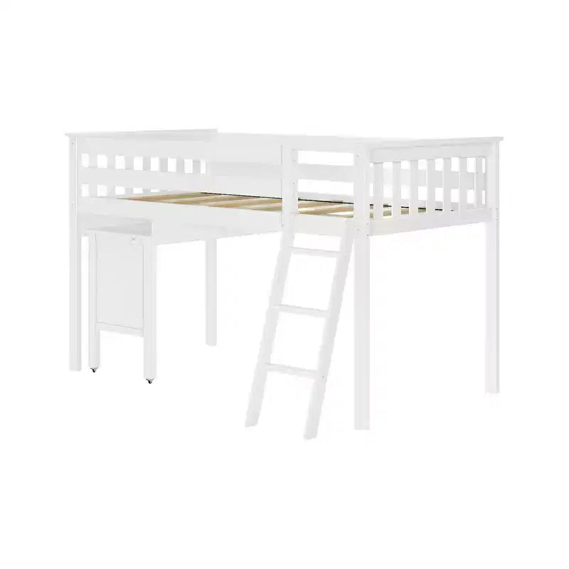 Letto a soppalco singolo Max & Lily in legno massello, con scrivania estraibile e scaletta per bambini