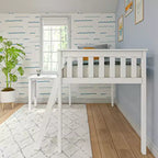 Letto a soppalco singolo Max & Lily in legno massello, con scrivania estraibile e scaletta per bambini