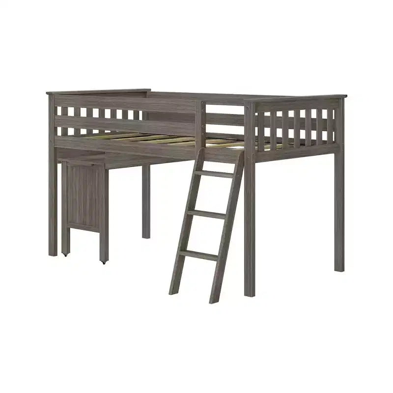 Letto a soppalco singolo Max & Lily in legno massello, con scrivania estraibile e scaletta per bambini