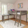 Max & Lily Solid Wood Twin Loft Bed, Loft Bed with Pull Out Desk and Ladder for Kids