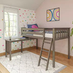 Max & Lily Solid Wood Twin Loft Bed, Loft Bed with Pull Out Desk and Ladder for Kids