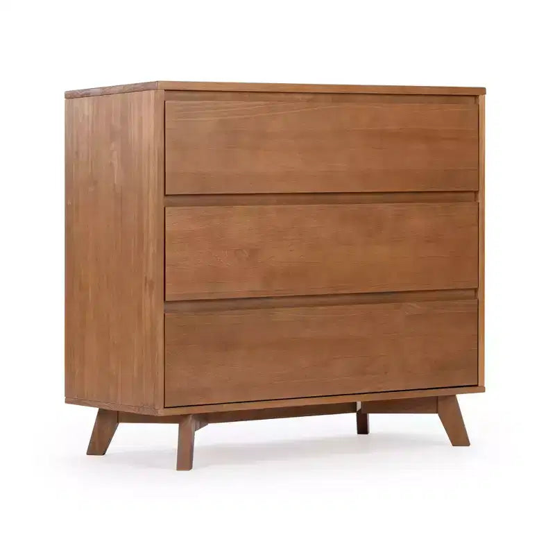 Comodino a 3 cassetti in legno massiccio scandinavo Max & Lily