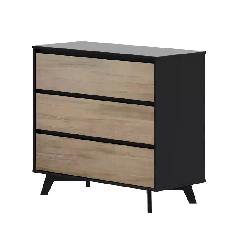 Comodino a 3 cassetti in legno massiccio scandinavo Max & Lily