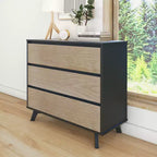 Comodino a 3 cassetti in legno massiccio scandinavo Max & Lily