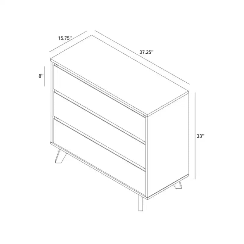 Comodino a 3 cassetti in legno massiccio scandinavo Max & Lily