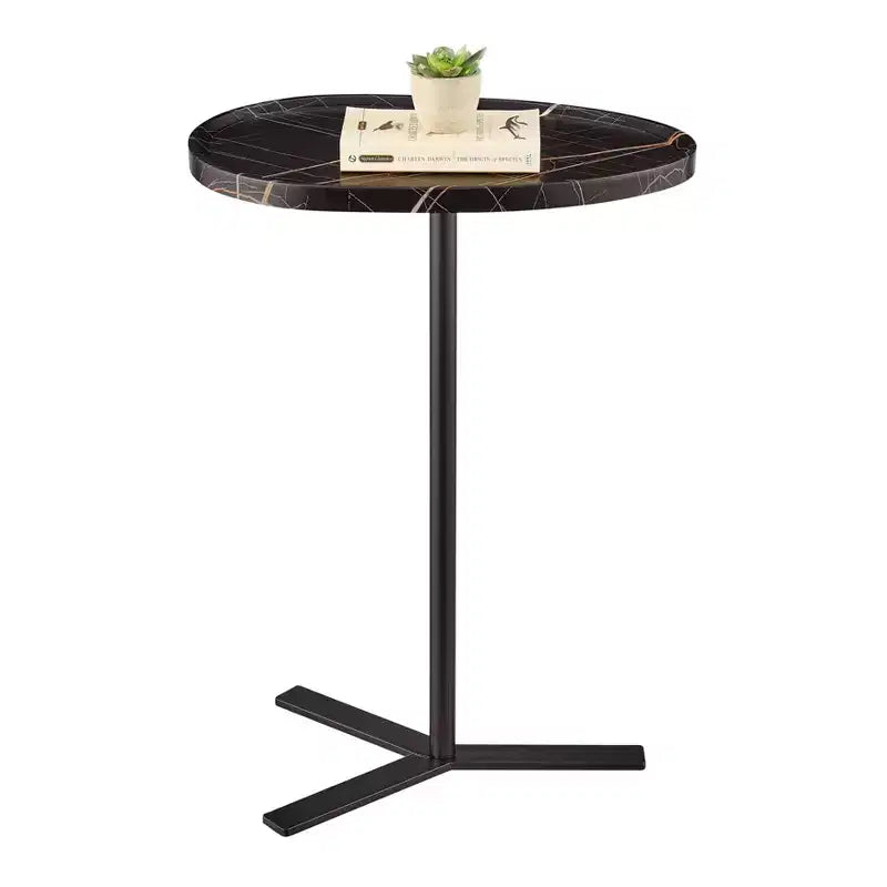 Danya B. 24.25x17.7 Carter Tavolino Laterale Ovale a Goccia Moderno per Divano con Gamba a Piedistallo