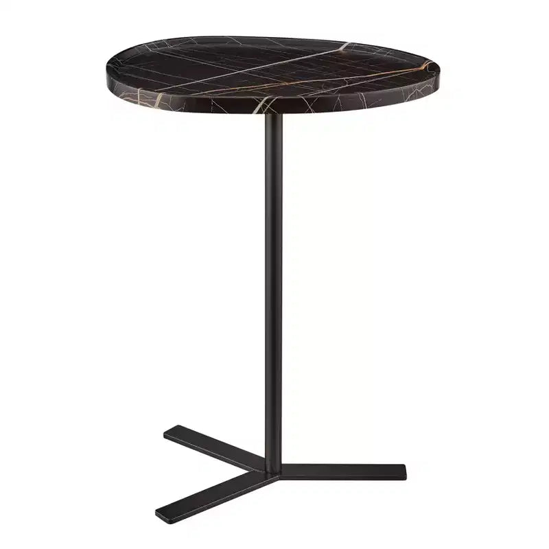 Danya B. 24.25x17.7 Carter Oval Teardrop Modern Couch Side Accent Chair Table with Pedestal Leg
