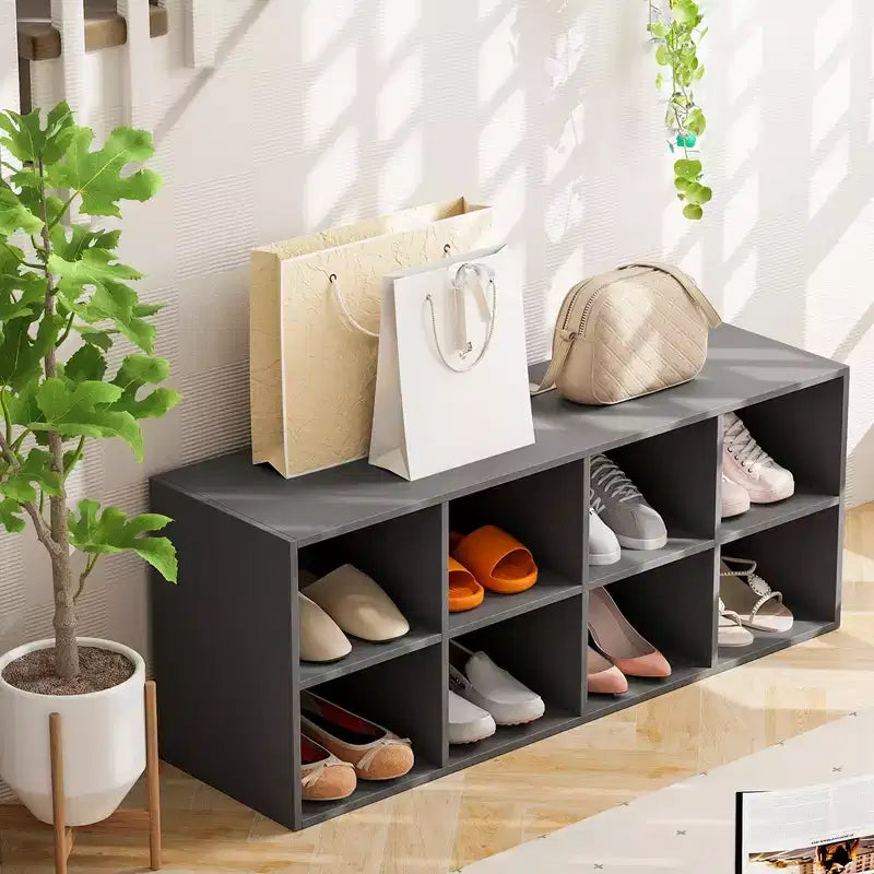 Costway Scarpiera con 8 Scomparti, Capacità di Carico 227 kg, Scarpiera da Ingresso Grigio/Bianco/Nero
