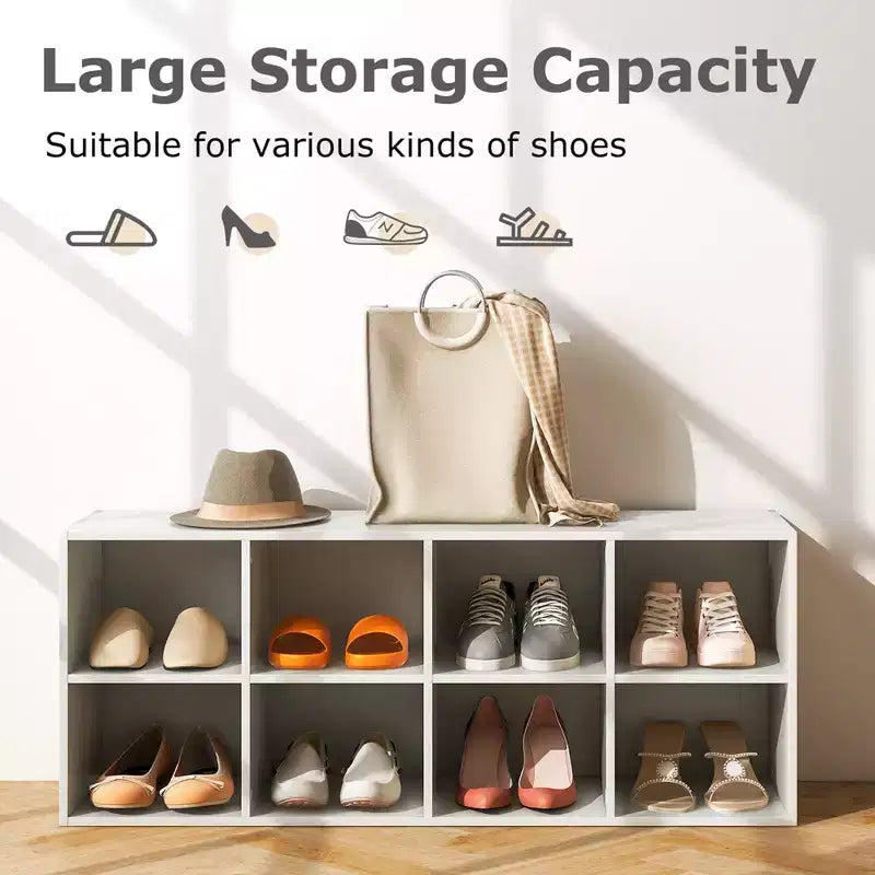 Costway Scarpiera con 8 Scomparti, Capacità di Carico 227 kg, Scarpiera da Ingresso Grigio/Bianco/Nero